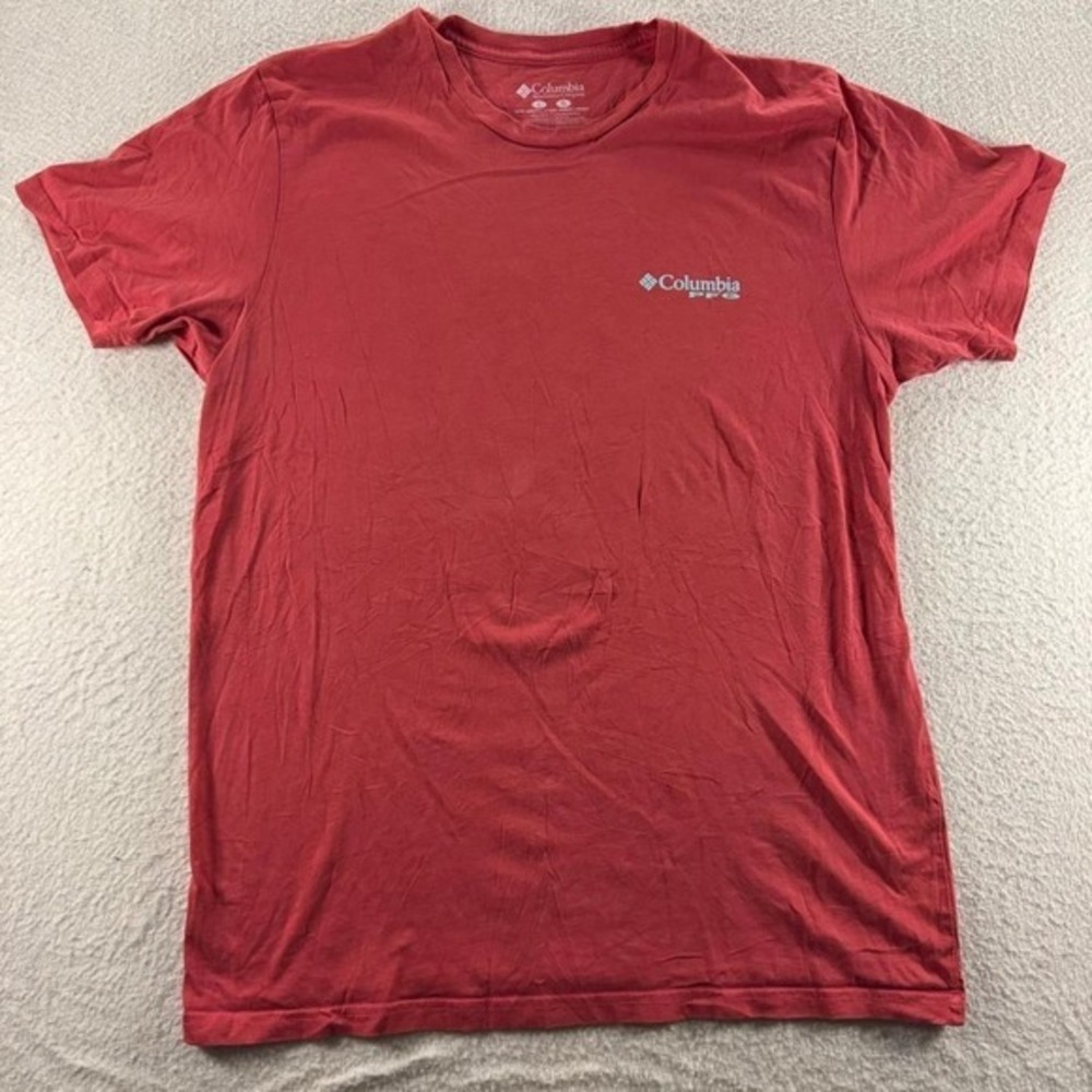 Columbia T-Shirt Mens Large Red Good PFG Performance Fishing Gear Graphic Tee